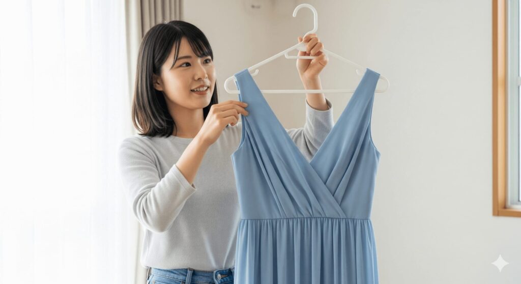 ロングワンピースのハンガーのかけ方とは